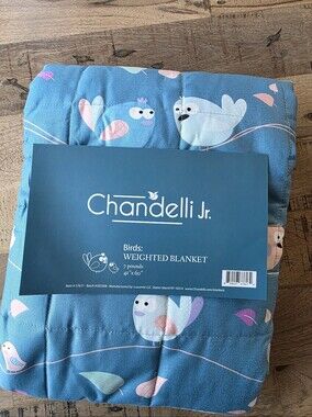 Chandelli Jr Birds Kids Weighted Blanket 7 lb 41 x 60" Cotton Sensory Blanket